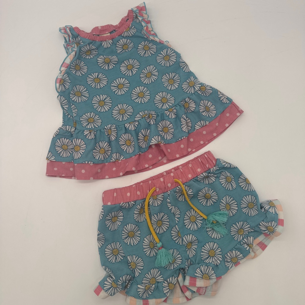 MATILDA JANE PJs Blue Pink Daisy Matching Set 2T